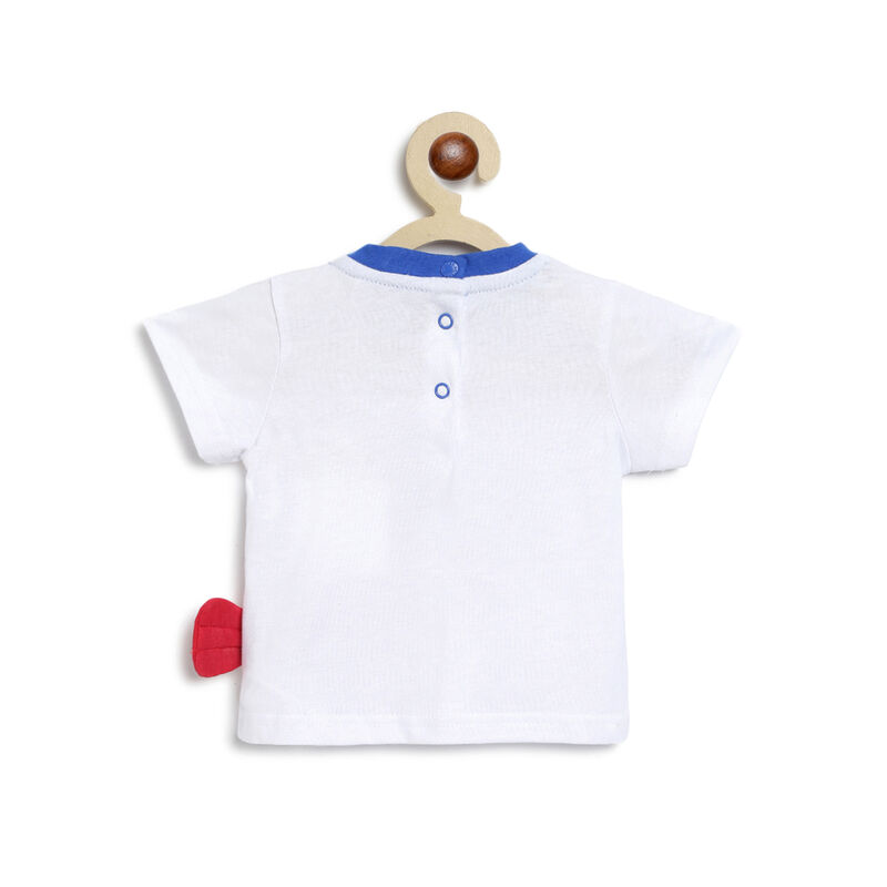Boys White & Blue Printed 2 Pc Set T-shirt with Short Trousers image number null